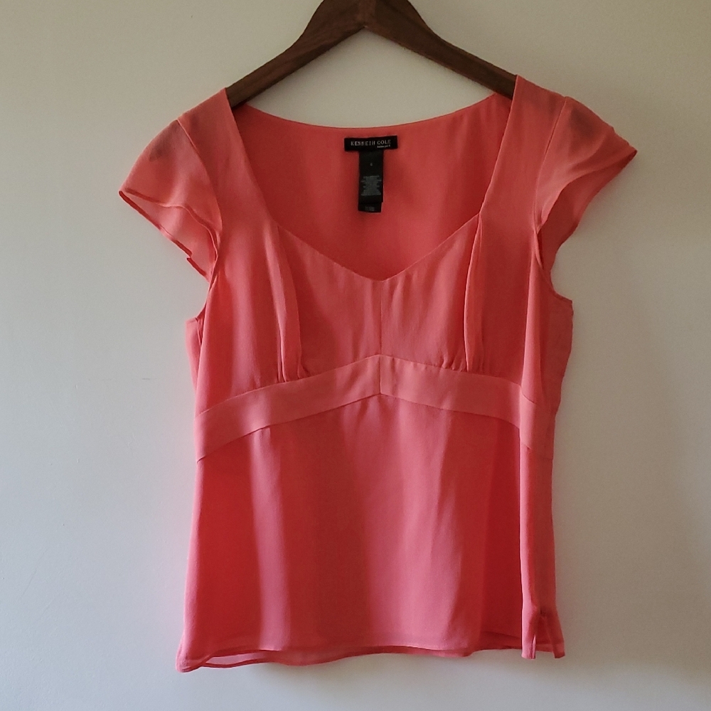 Cap Sleeve Silk Blouse - Kenneth Cole